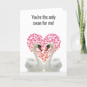 You're the only swan for me Valentine's Day Card