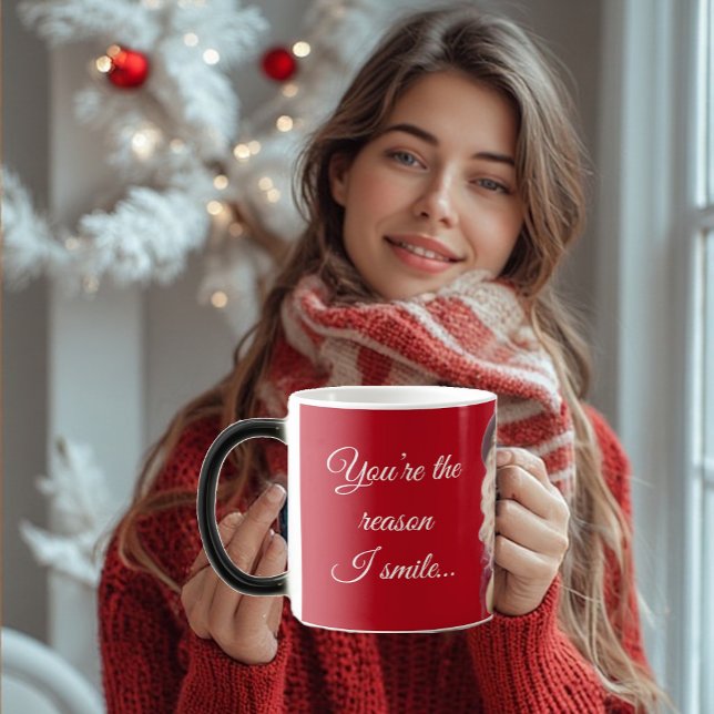 You're the Reason I Smile Romantic Fun Quote Photo Magic Mug (You're the Reason I Smile Romantic Fun Quote Photo Color Morph Mug)