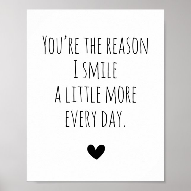 You're The Reason Typography Heart Poster (Front)