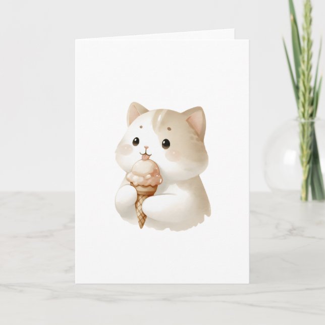 You're the Sweetest! Cute Kitten Ice Cream Cone Card (Front)