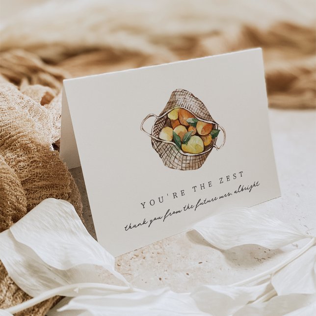 You're the Zest Lemon Bridal Shower Thank You Card (Creator Uploaded)