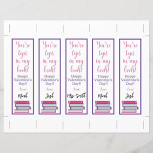 You're Tops in my Book!  Valentine's Bookmarks