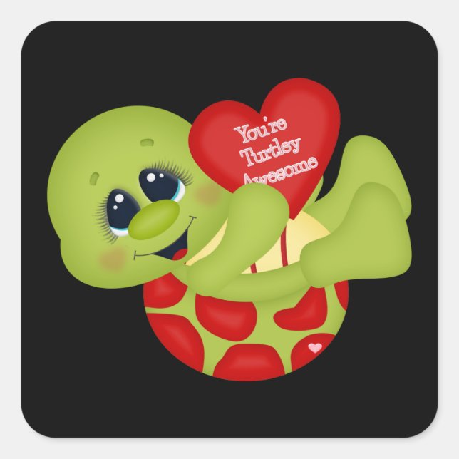 You're turtley Awesome turtle Valentine sticker (Front)