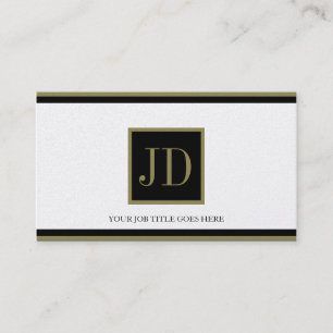 YourJobTitle Golden Blk/Gold Square Monogram Business Card