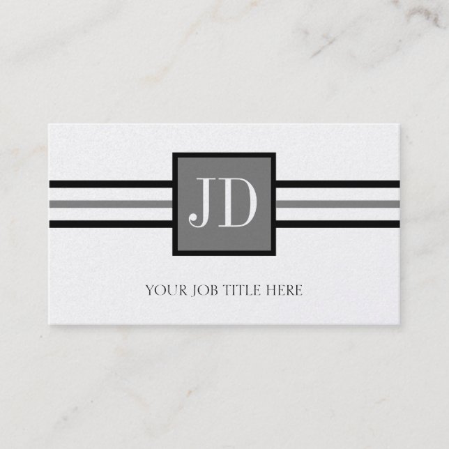 YourJobTitle Monogram Premium Platinum Paper Business Card (Front)