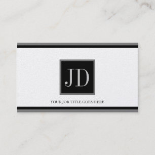 YourJobTitle Platinum Blk/Silver Square Monogram Business Card