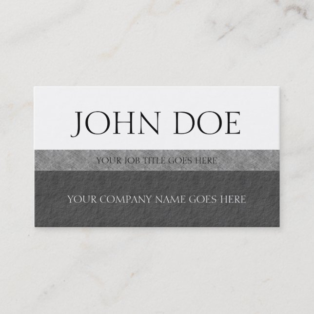 YourJobTitle Silver Grey Marble Stone White Paper Business Card (Front)
