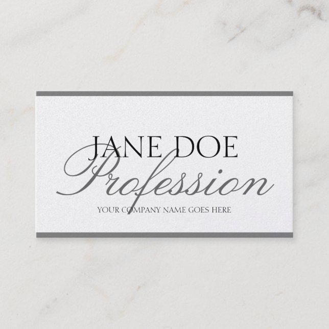 YourJobTitle Silver Script Platinum Paper Business Card (Front)