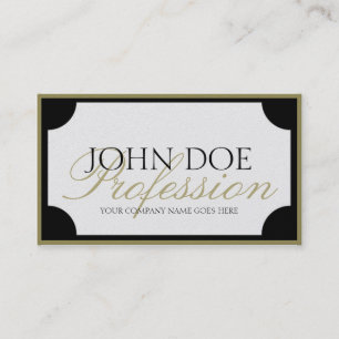 YourJobTitle W/B Gold Border/Customisable Script Business Card