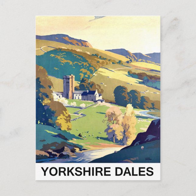 Yourkshire Dales landscape, vintage travel Postcard (Front)
