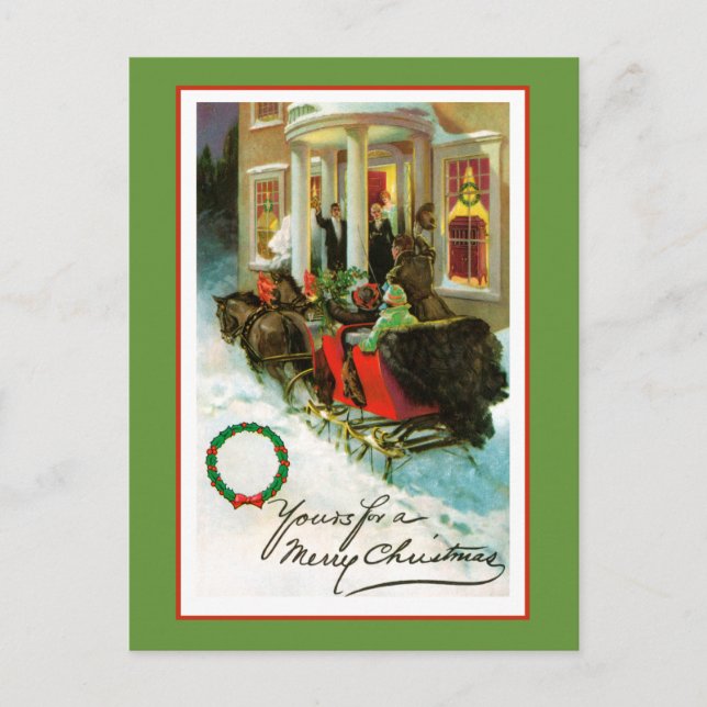 Yours For a Merry Christmas Holiday Postcard (Front)