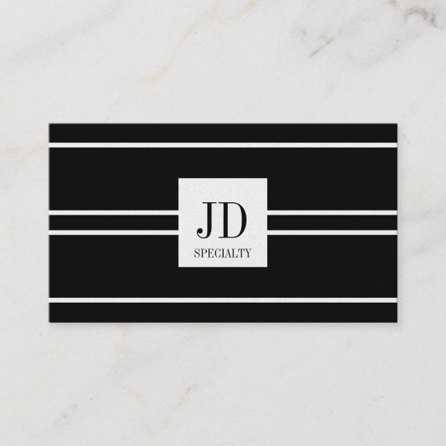 YourSpecialty Black Striped Pendant Platinum Paper Business Card (Front)