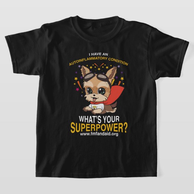 Youth Autoinflammatory Superpower Black T-Shirt (Laydown)