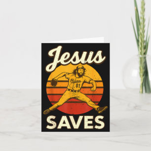 Youth Boy Baseball Jesus Saves Christian Baseball Card