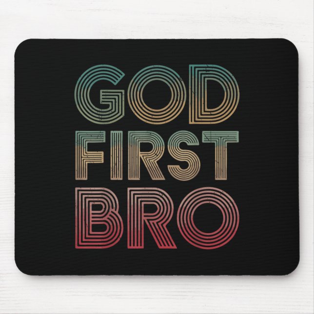 Youth Boy God First Bro Funny Christian God Brothe Mouse Pad (Front)