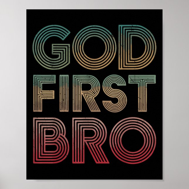 Youth Boy God First Bro Funny Christian God Brothe Poster (Front)