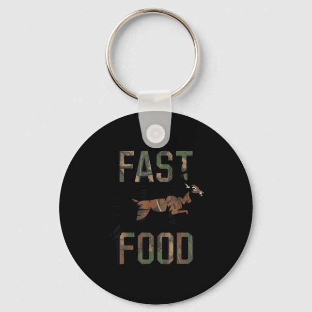 Youth Boys Camo Deer Hunting Fast Food Funny Hunti Key Ring (Front)