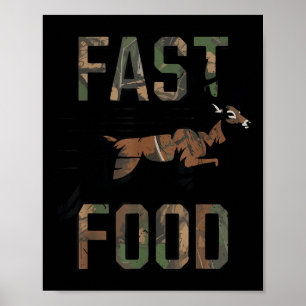 Youth Boys Camo Deer Hunting Fast Food Funny Hunti Poster