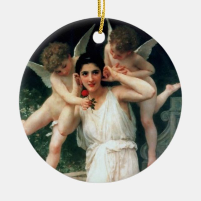 ‘Youth’ by Bouguereau Ceramic Tree Decoration (Front)