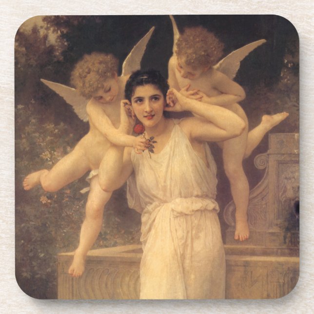 Youth by Bouguereau, Victorian Angels Portrait Coaster (Front)