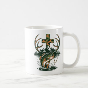 Youth Camo Faith Hunting Fishing Cross Fisherman C Coffee Mug