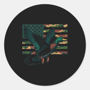 Youth Camo Mallard Duck Hunting Camouflage America Classic Round Sticker