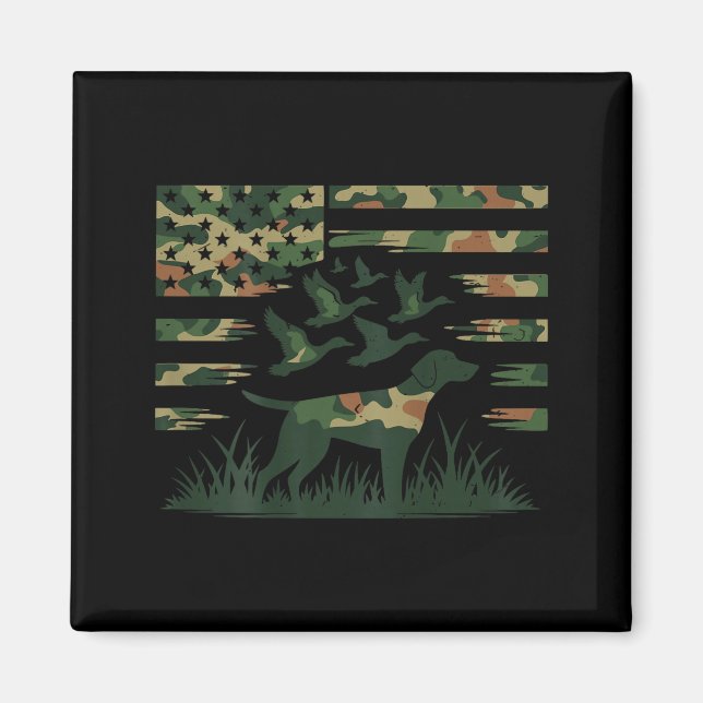 Youth Camo Mallard Duck Hunting Dog Camouflage Ame Magnet (Front)