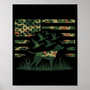 Youth Camo Mallard Duck Hunting Dog Camouflage Ame Poster