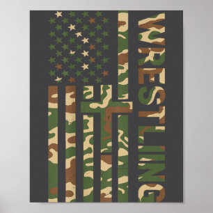 Youth Camo Wrestling American Flag Us Patriotic Bo Poster