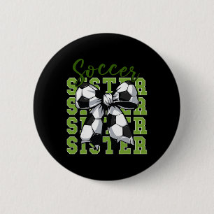 Youth Girl Soccer Sister Coquette Bow Soccer Cute  6 Cm Round Badge