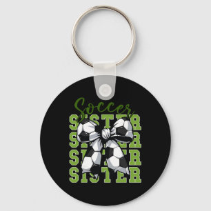 Youth Girl Soccer Sister Coquette Bow Soccer Cute Key Ring