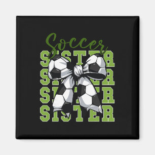 Youth Girl Soccer Sister Coquette Bow Soccer Cute Magnet