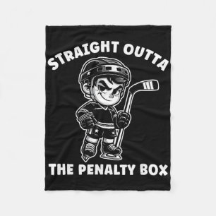 Youth Ice Hockey Funny Straight Outta Penalty Box  Fleece Blanket