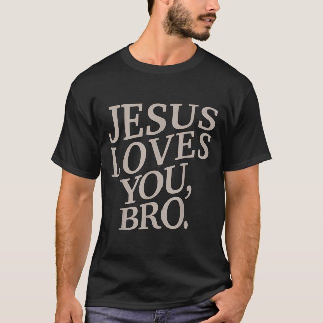 Youth Jesus Loves You Bro Funny Christian Boy Kids T-Shirt (Front)