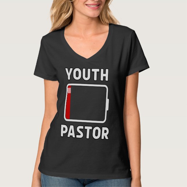 Youth Pastor Low Battery Energy  Church Camp Minis T-Shirt (Front)