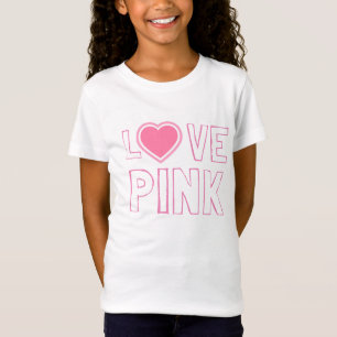 Youth Shirt/Love Pink with Pink Heart T-Shirt