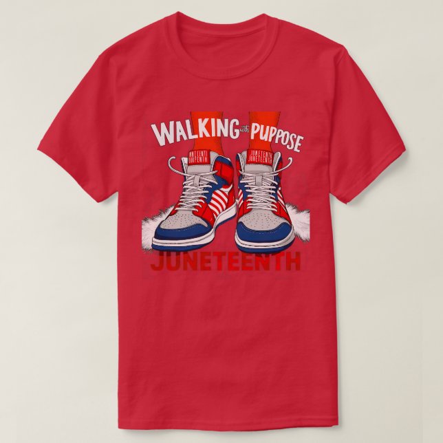 Youth Shoes Steppin Into Juneteenth Walking With P T-Shirt (Design Front)