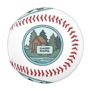 Youth summer camp island cabin w/custom sign baseball