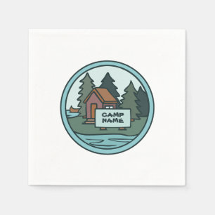 Youth summer camp island cabin w/custom sign napkin