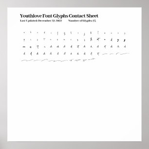 Youthlove Font Glyphs Contact Sheet Poster