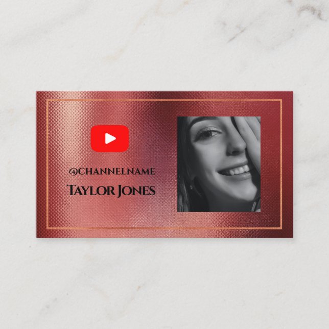 YOUTUBE Channel Advertisement QR Code Photo Business Card (Front)