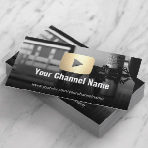 Youtube Channel Custom Photo Modern Gold Youtuber Business Card