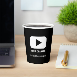 Youtube Channel Name Custom Black Paper Cups