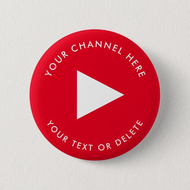 Youtube Channel Name Custom Red 6 Cm Round Badge (Front)