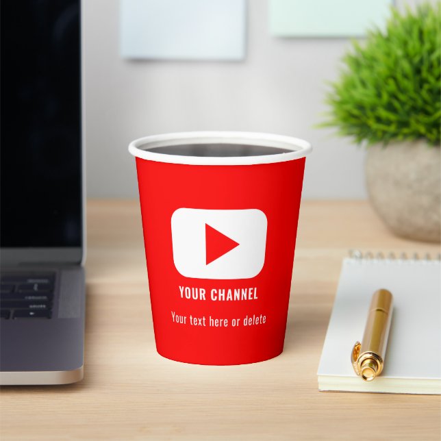 Youtube Channel Name Custom Red Paper Cups (Insitu)