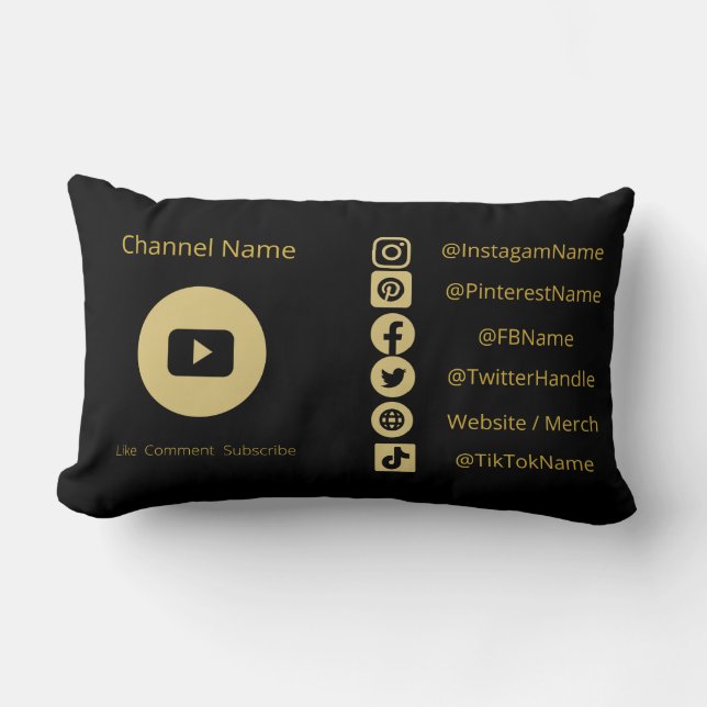 YOUTUBE CHANNEL SOCIAL MEDIA IS VLOGGER DARK MODE  LUMBAR CUSHION (Front)