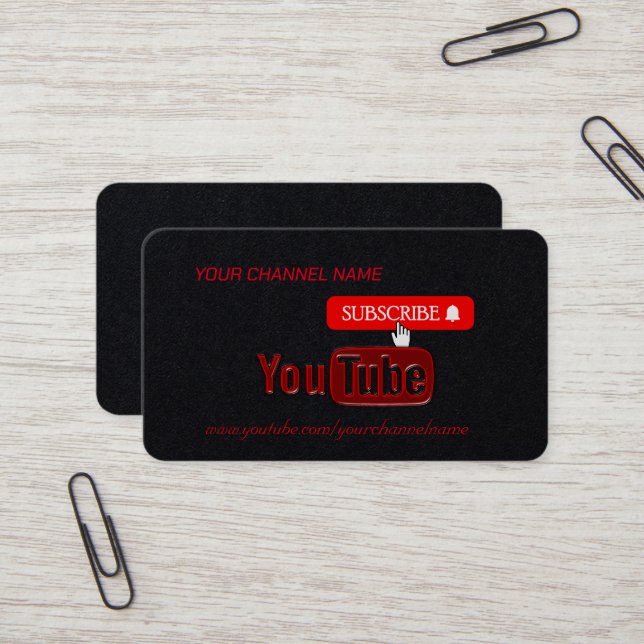  Youtube Channel , Youtuber  Business Card (Front/Back In Situ)