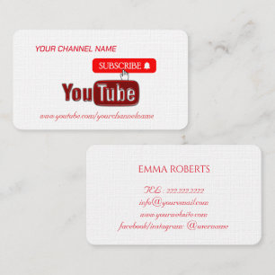 Youtube Channel , Youtuber Business Card