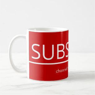 YOUTUBE SUBSCRIBE CHANNEL NAME HANDLE RED TEMPLATE COFFEE MUG