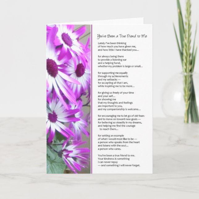 You've Been a True Friend To Me... Thank You Card (Front)